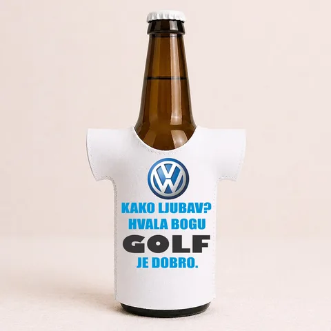 Kako ljubav? Hvala bogu GOLF je dobro - Majica za flaše – proizvod sa printom