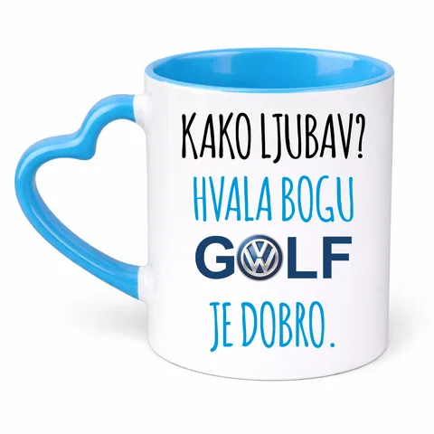 Kako ljubav? Hvala bogu GOLF je dobro #2 - Šolja Srce – proizvod sa printom