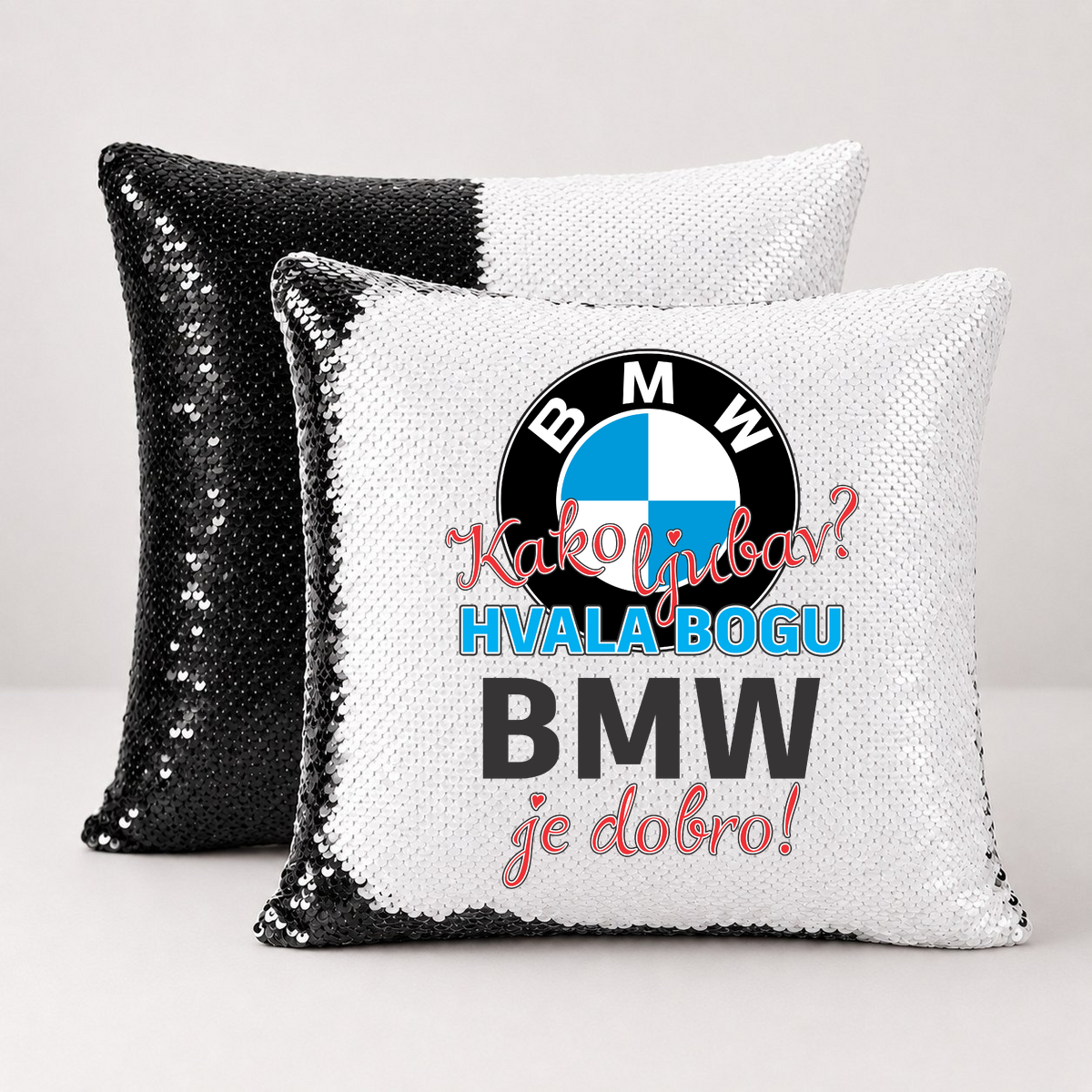 Kako ljubav Hvala bogu BMW je dobro - Jastuk magični – prikaz proizvoda sa printom