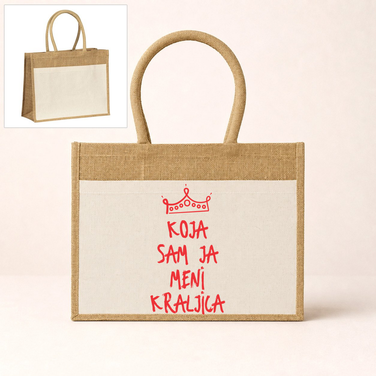 Koja sam ja meni kraljica - Torba Caramel – prikaz proizvoda sa printom