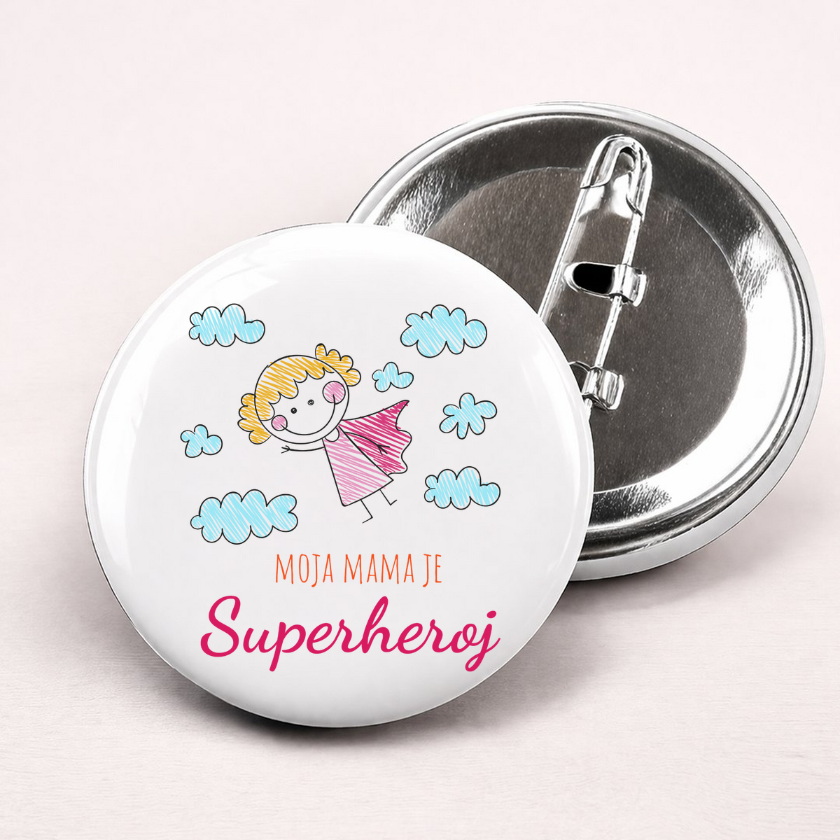 Moja mama je superheroj - Bedževi – prikaz proizvoda sa printom